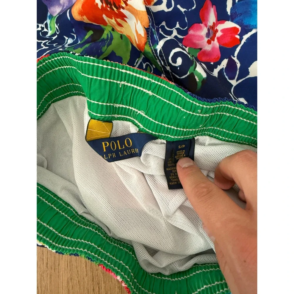 Polo Ralph Lauren Mens Size Small Floral Hibiscus Swim Trunks Navy Blue 6